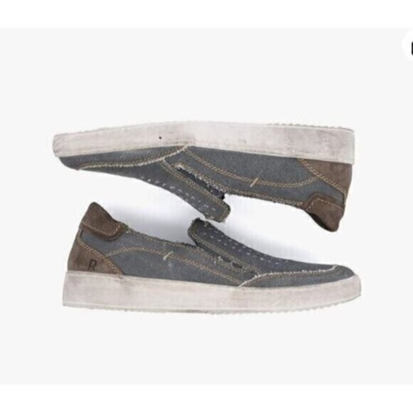 roan Other - Roan by BEDSTU Gray Casual Kayson Leather Slip On Canvas Shoes Mens Size 10.5